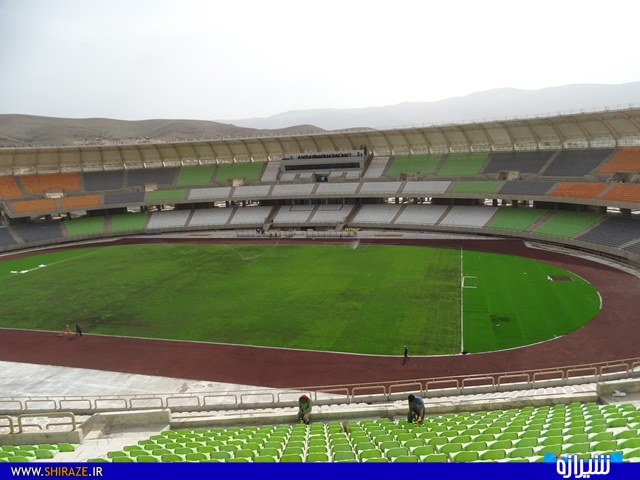 آخرین تصاویر ورزشگاه میانرود شیراز قبل از مراسم افتتاحیه