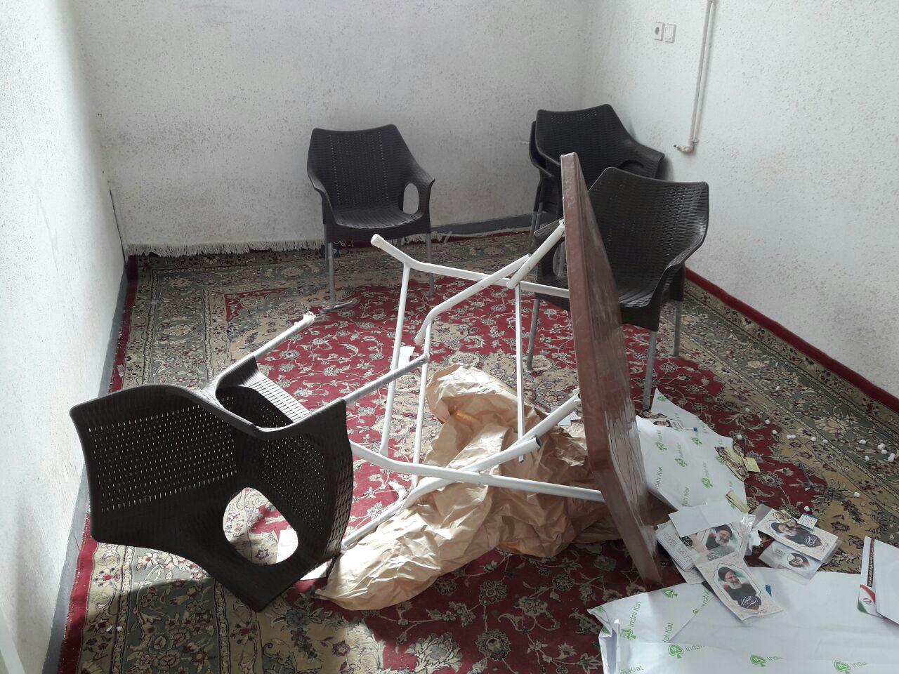 سرقت، تخریب اموال و حمله مجدد به ستاد مرکزی رئیسی در شیراز+ عکس