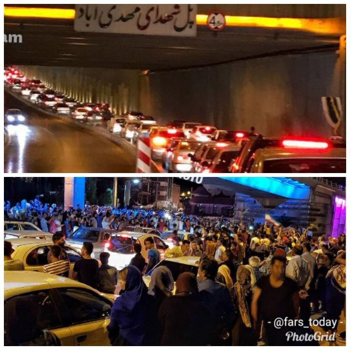 شادی خیابانی مردم شیراز پس از پیروزی تیم ملی فوتبال ایران در روسیه