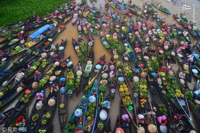 عکس/ بازار شناور زیبا در اندونزی