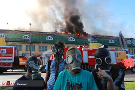 آتش سوزی یک مرکز خرید در مسکو