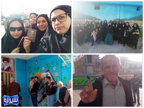 حضور خانوادگی مردم شهر کوار پای صندوق رای _ شعبه مدرسه شهید جلالی