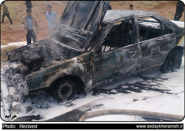 آتش گرفتن پژو 405 در محور شیراز خرامه