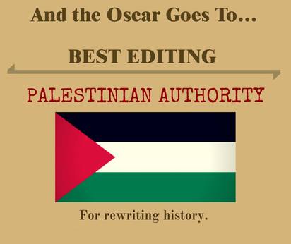 اسکار بهترین تدوین به دلیل «نگارش و تدوین مجدد تاریخ» تعلق می‌گیرد به مردم فلسطین.