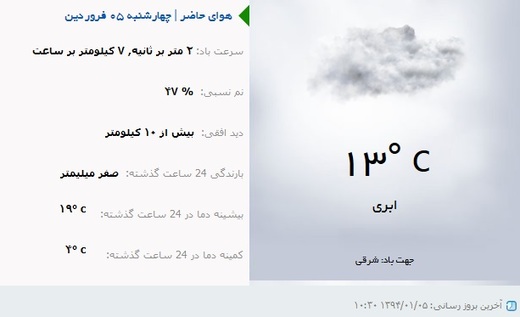 وضعیت آب و هوای امروز شیراز