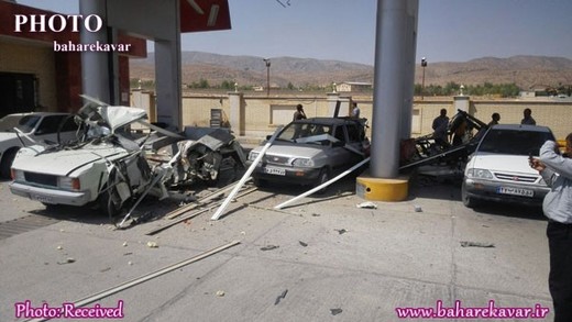 حادثه انفجار وانت پیکان در پمپ گاز کوار
