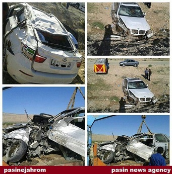 تصادف شدید خودرو 700میلیونی در خاوران جهرم