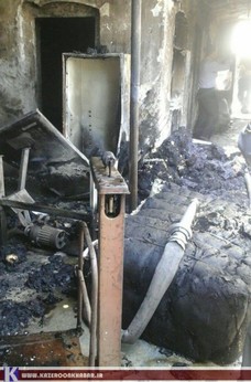 کارگاه پنبه‌زنی در کازرون در آتش سوخت