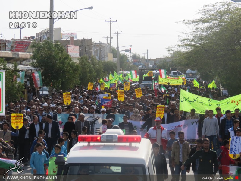 گزارش تصویری: حماسه تسنن و تشیع خنج در راهپیمایی 22 بهمن