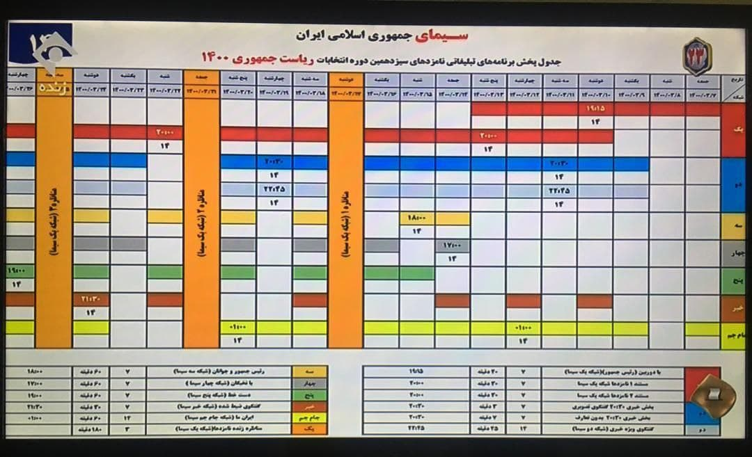 قرعه کشی برنامه های تبلیغاتی کاندیداهای انتخابات برگزار شد+ جدول